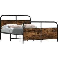 Berkfield Home Bed Frame Without Mattress 120x200 cm Smoked Oak Engineered Wood in Brown | Size: Small Double