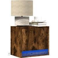 Berkfield Home Wall-mounted Bedside Cabinets with LED Lights 2 pcs Smoked Oak in Brown