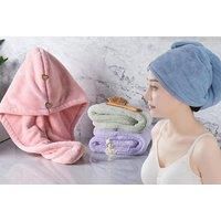 Quick-Dry Fleece Buttoned Hair Towel - 8 Options! - Green