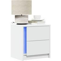 Berkfield Home Bedside Cabinets with LED Lights 2 pcs White Engineered Wood