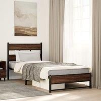 Berkfield Home Metal Bed Frame without Mattress Brown Oak 90x200 cm