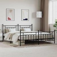Metal Bed Frame with Headboard and Footboard Black 193x203 cm