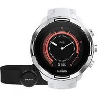 Suunto 9 Baro GPS Sports Watch with Long Battery Life and Wrist-Based Heart Rate, White, With HR Belt