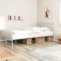 Metal Bed Frame with Headboard and Footboard White 160x200 cm