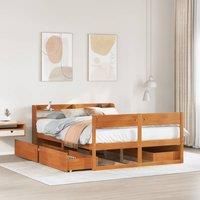 Berkfield Home Bed Frame without Mattress Wax Brown 140x190 cm Solid Wood Pine