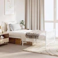 Metal Bed Frame with Headboard and Footboard White 90x190 cm Single