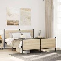 Berkfield Home Metal Bed Frame without Mattress Sonoma Oak 137x190 cm in Brown