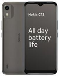 Nokia C12 6.3” HD+ Dual SIM Smartphone, Android 12 (Go edition), Octa-core 2GB RAM/64GB ROM, 8MP Rear /5MP Front Cameras, Night & Portrait modes, IP52 Rating, 3000mAh Battery - Charcoal