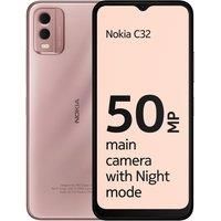 Nokia C32 6.5” HD+ Smartphone with 4GB RAM/64GB ROM, 50MP/8MP cameras, 5000 mAh 3-day Battery Life, Toughened Glass back, IP52 Rating, Fingerprint sensor & Face unlock, Android 13, Dual SIM - Pink