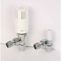 Myson TRV2PAK10ACPF White Angled Thermostatic Push-Fit TRV & Lockshield 10mm x 1/2" (399PX)