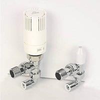 Myson TRV2PAK10ACPF90 White Angled Thermostatic Push-Fit TRV & Lockshield with 90 Elbow 10mm x 1/2" (587PX)