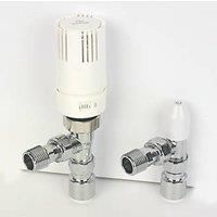 Myson TRV2PAK15AC White Angled Thermostatic Radpack TRV & Lockshield 15mm x 1/2" (231PX)