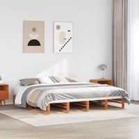 Bed Frame without Mattress Wax Brown 180x200 cm Super King Solid Wood Pine