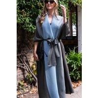 CY Women's Oversized Full Pleated Tie Dye Color Cardigan in Blue