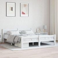 Bed Frame White Solid Pinewood 160x200 cm