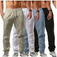 Cotton & Linen Men'S Casual Pants - White