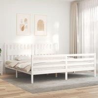 Bed Frame with Headboard White 200x200 cm Solid Wood