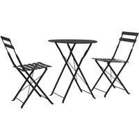 3 Piece Bistro Set Steel Black