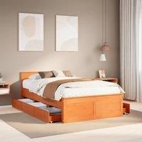 Berkfield Home Bed Frame without Mattress with Headboard Wax Brown 120x190 cm Small Double Solid Wood Pine