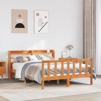 Berkfield Home Bed Frame with Headboard without Mattress Wax Brown 120x190 cm Small Double