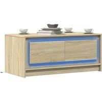 Berkfield Home Coffee Table with LED Lights Sonoma Oak Engineered Wood in Brown