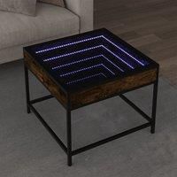 Berkfield Home Coffee Table with Infinity LED Smoked Oak 50x50x41 cm in Brown | Size: 50 x 50 x 41 cm