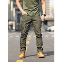 Men's Tactical Trousers Slim Pants Outdoor Overalls Straight Training Multiple Pockets Hiking