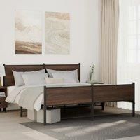 Metal Bed Frame without Mattress Brown Oak 180x200 cm Super King