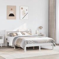Berkfield Home Bed Frame with Headboard without Mattress White 135x190 cm Double