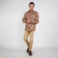 CLAUDIO LUGLI Men's Monaco Montage Print Shirt in Yellow | Size: XL