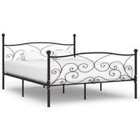 Bed Frame with Slatted Base Black Metal 180x200 cm Super King