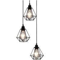 Berkfield Home Ceiling Lamp with Diamond Design Black 3 x E27 Bulbs