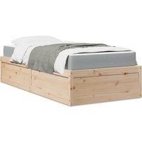 Bed with Mattress 90x190 cm Single Solid Wood Pine