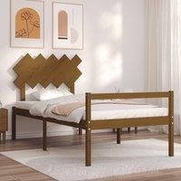 Bed Frame with Headboard Honey Brown 100x200 cm Solid Wood