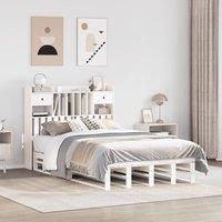 Berkfield Home Bookcase Bed without Mattress White 135x190 cm Double Solid Wood Pine