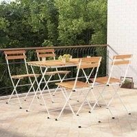 5 Piece Folding Bistro Set Solid Wood Acacia and Steel