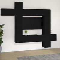 9 Piece TV Cabinet Set Black Engineered Wood