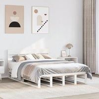 Berkfield Home Bed Frame without Mattress White 135x190 cm Double Solid Wood Pine