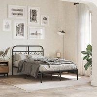 Berkfield Home Metal Bed Frame without Mattress with Headboard Black 120x190cm | Size: 120x190 cm