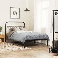 Berkfield Home Metal Bed Frame without Mattress with Headboard Black 107x203cm | Size: 107x203 cm