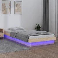 LED Bed Frame 75x190 cm Small Single Solid Wood