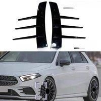 2pcs Universal Car Shark Gills Side Fender Vent Air Wing Cover Trim Cover Glossy BlackCarbon Fiber