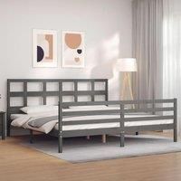 Bed Frame with Headboard Grey 200x200 cm Solid Wood