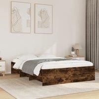 Berkfield Home Bed Frame without Mattress Smoked Oak 140x200 cm Engineered Wood in Brown
