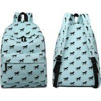 Lulu Horse-Print Cotton Canvas School Backpack - Black