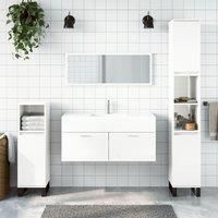 Bathroom Cabinet with Mirror High Gloss White Engineered Wood