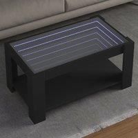 Berkfield Home Coffee Table with LED Black 93x53x45 cm Engineered Wood | Size: 93 x 53 x 45 cm