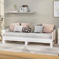 Pull-out Day Bed White Solid Wood Pine 2x(80x200) cm