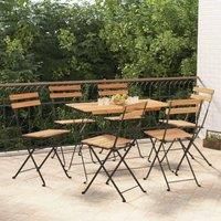 7 Piece Folding Bistro Set Solid Wood Acacia and Steel