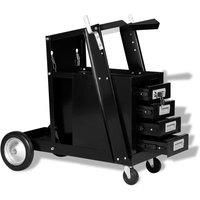 Welding Cart with 4 Drawers Black